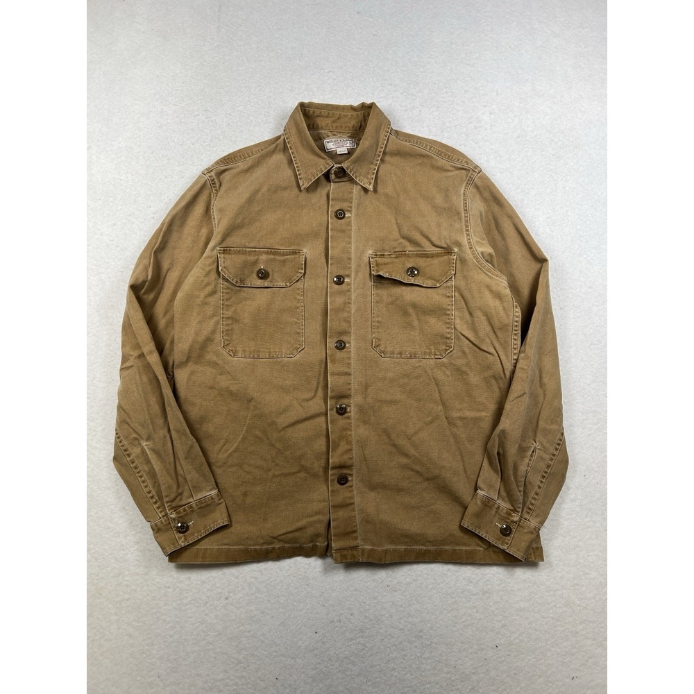 J Crew Wallace & Barnes Tan Canvas Long Sleeve Button-Up Shirt Jacket Medium